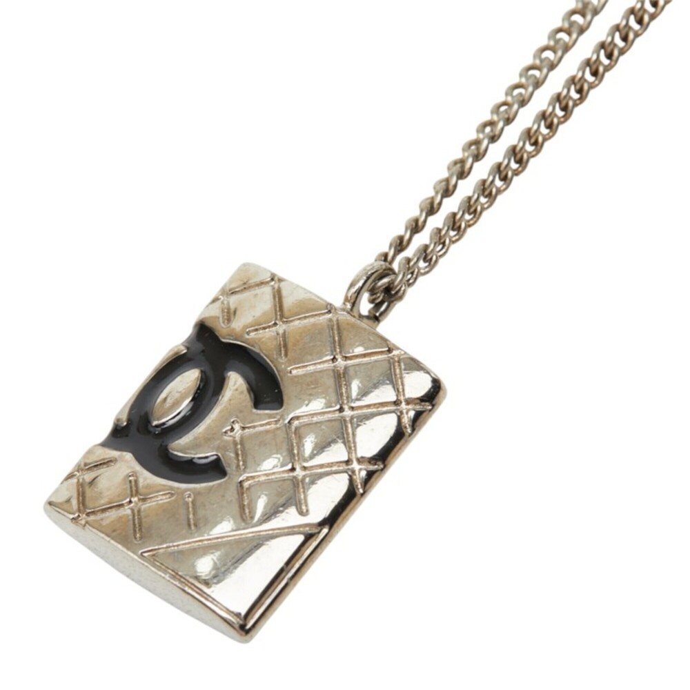 CHANEL Silver Logo Necklace